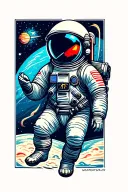 astronaut floating in space tattoo design idea