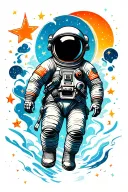 astronaut floating in space tattoo design idea
