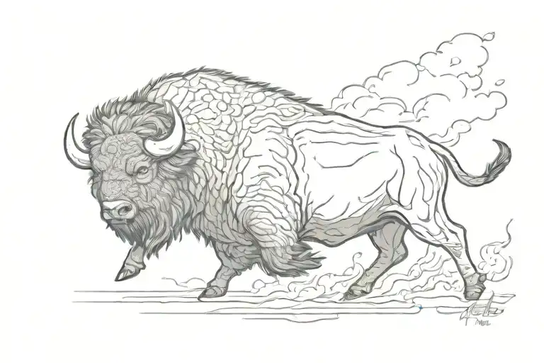 storm in a buffalo running tattoo design idea