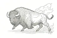 storm in a buffalo running tattoo design idea
