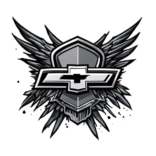 Chevy emblem surrounded tattoo design idea