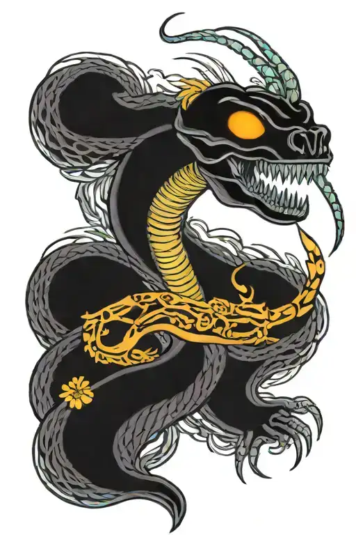 skeleton of a black mamba tattoo design idea