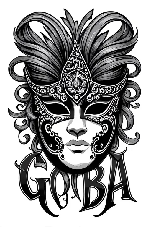 "GOOBA" Mardi Gras mask tattoo design idea