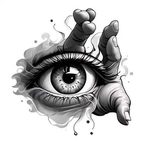 addiction recovery hourglass smoke eye reaching hand tattoo design idea