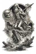 Charon crossing the River Styx tattoo design idea