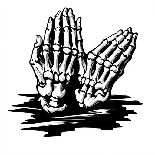 skeleton praying hands tattoo design idea