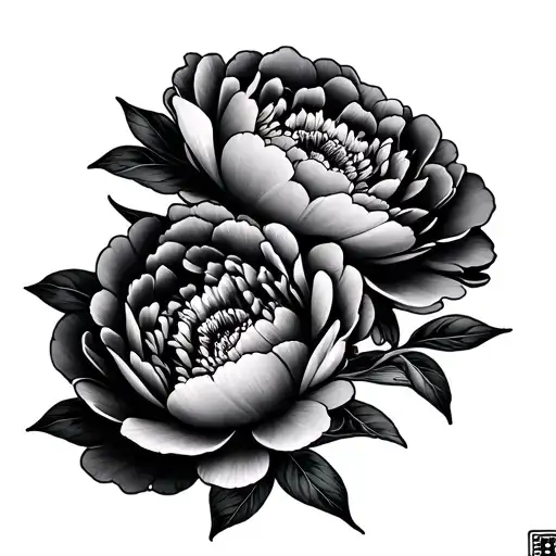 Japanese peonies traditional tattoo design idea