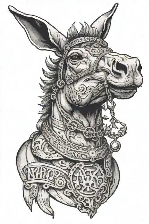 minatour with mule head  tattoo design idea