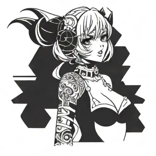 nude anime waifu ahegao tattoo design idea