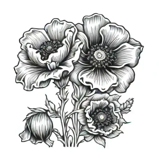 Combine military insignia and symbols with poppy flowers to represent remembrance and gratitude for fallen soldiers tattoo design idea