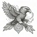 A dynamic tattoo design showcasing a fierce eagle clutching a dagger in its talons, symbolizing strength and agility in the world of E sports tattoo design idea