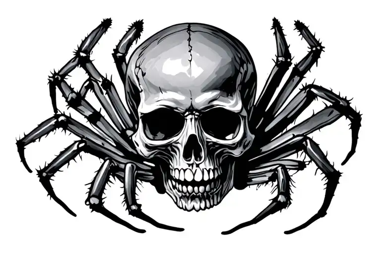 skull and spider tattoo design idea