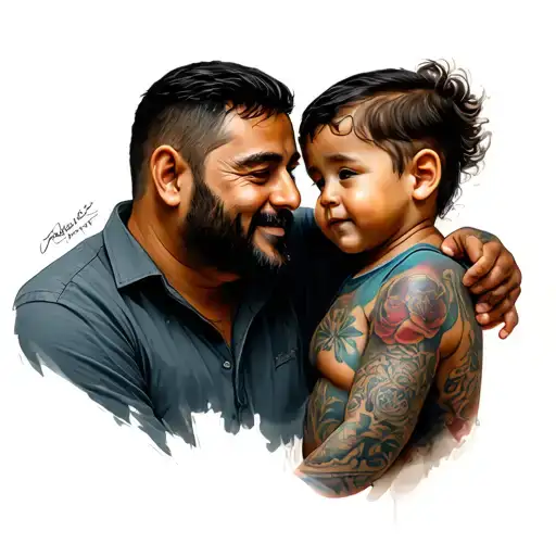 dad and son tattoo design idea
