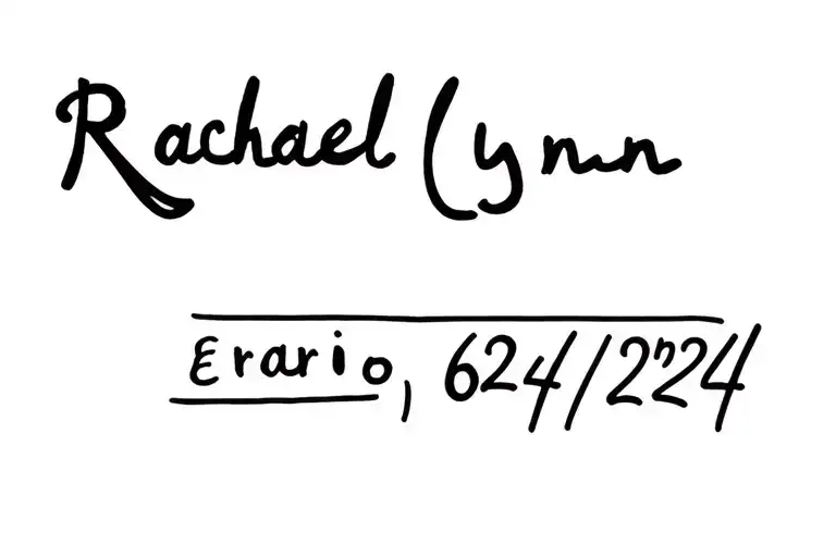 "Rachael lynn Erario 6/24/24" couples tattoo tattoo design idea