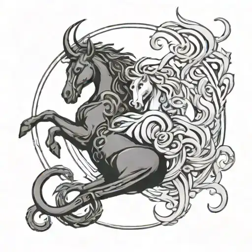 capricorn and leo zodiac signs intertwined tattoo design idea
