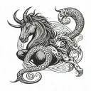 capricorn and leo zodiac signs intertwined tattoo design idea