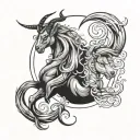 capricorn and leo zodiac signs intertwined tattoo design idea