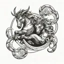 capricorn and leo zodiac signs intertwined tattoo design idea