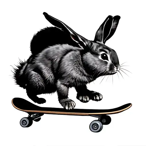 rabbit riding a a skate board design tattoo design idea