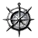 anchor wheel compass design tattoo design idea