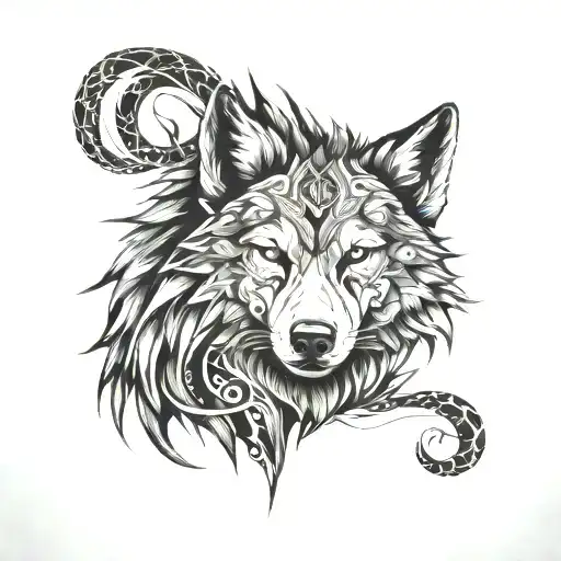 wolf spirit animal tattoo design idea