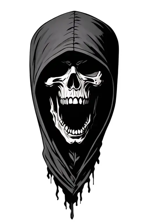 death on hood cartoon chatacter all body tattoo design idea