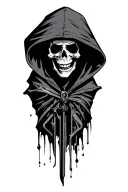 death on hood cartoon chatacter all body tattoo design idea