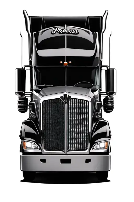 semi truck princess rose tattoo design idea