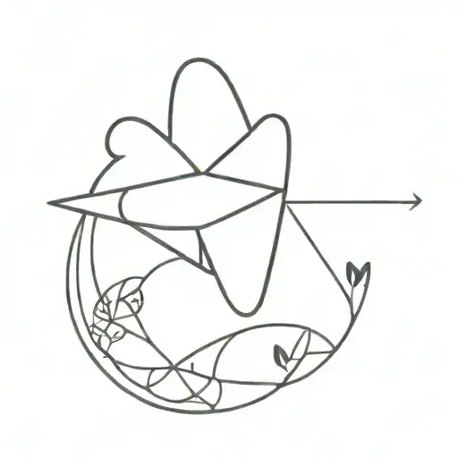 Irish shamrock linked with fine line to the trails of a paper plane tattoo design idea