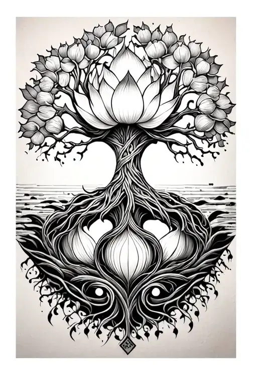lotus style tree of life tattoo tattoo design idea