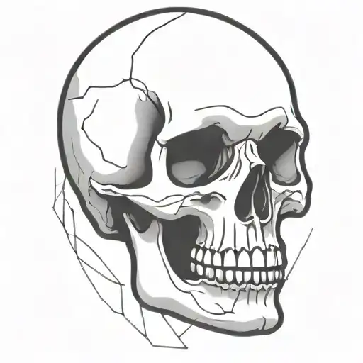simple skull outlined tattoo design idea