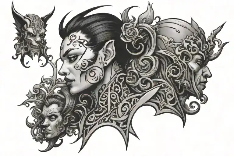 neck tattoo design featuring characters FTW tattoo design idea