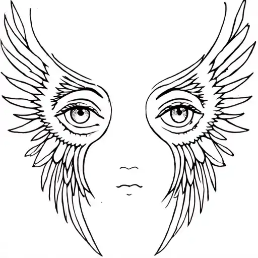 seraphim angel symmetrical eyes everywhere tattoo design idea