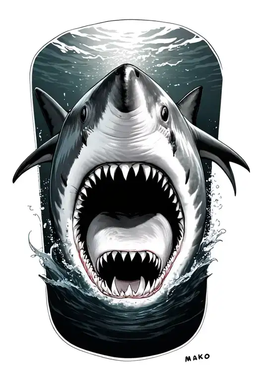 mako shark swimming tattoo design idea