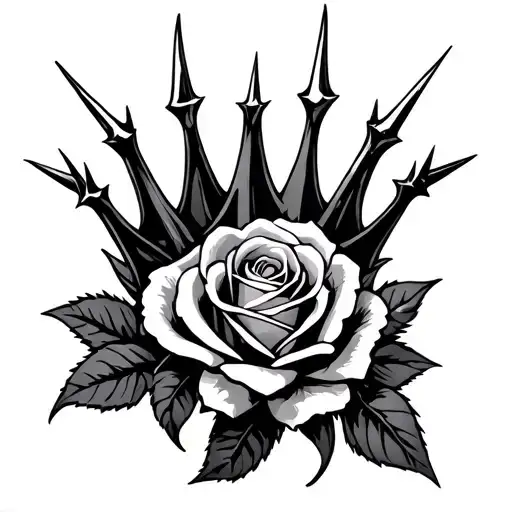 roses and spikes making a crown tattoo design idea