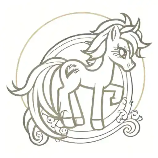 cartoonish my little pony cutie mark representing fiery leo zodiac sign sun solar regal tattoo design idea
