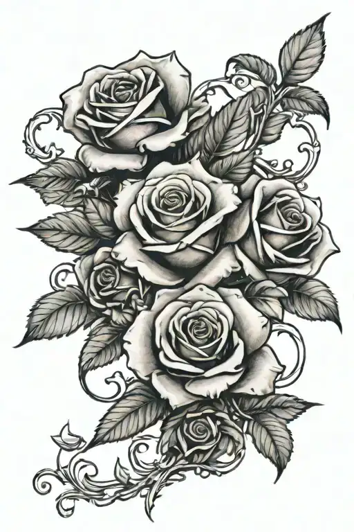 breast cancer ribbon roses vines wrapping tattoo design idea