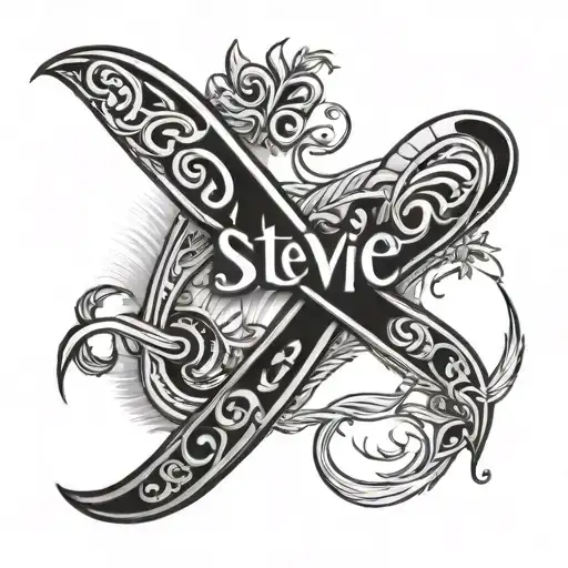 the name stevie with a infinity symbol tattoo design idea
