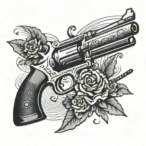 gun shooting tattoo design idea