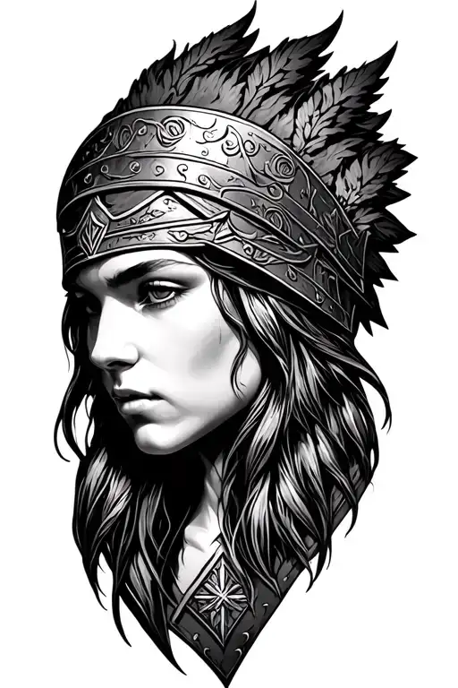 shield maiden Face tattoo design idea