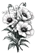 lily of the valley poppy marigold bouquet tattoo tattoo design idea