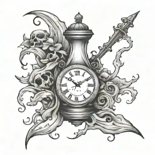 time running out death waits tattoo design idea