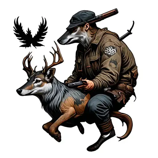 hunting, fushing tattoo design idea