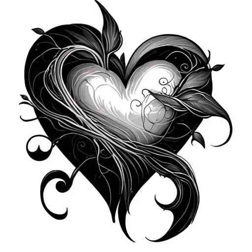 graceful, fine line tattoo half heart tattoo design idea