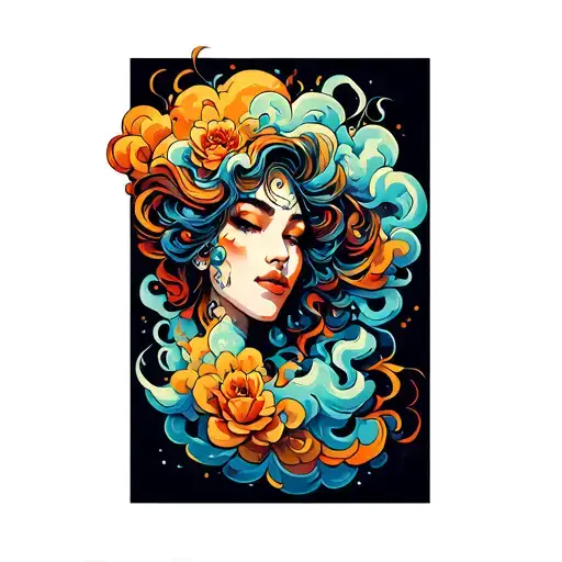 Coverup Clouds and Smoke tattoo design idea