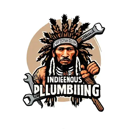 "Indigenous Plumbing " "Indigenous Plumbing " "Indigenous Plumbing " dread lock Native American holding a wrench tattoo design idea
