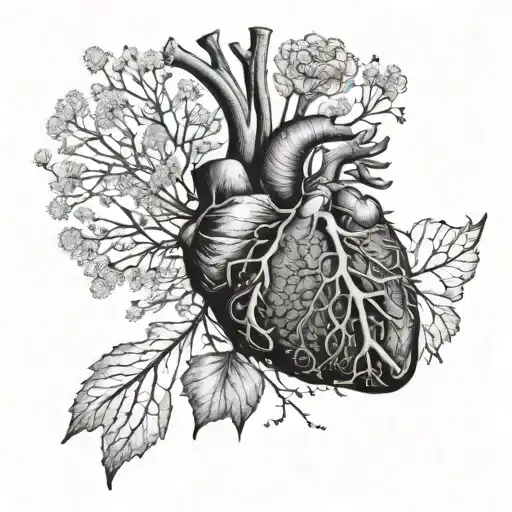 anatomical heart and dandelion   tattoo design idea