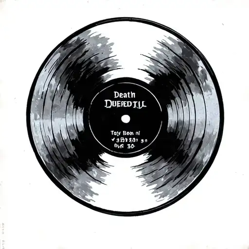 small vinyl record with death date very simplistic  tattoo design idea