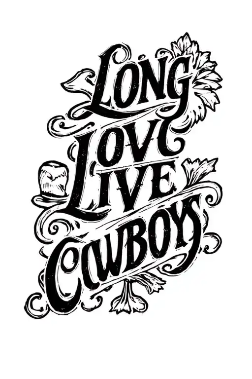 "Long Live Cowboys " "Long Live Cowboys " words tattoo design idea