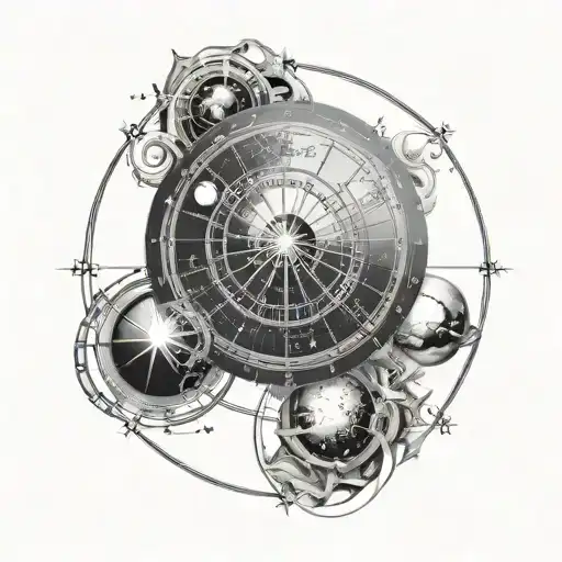 birth chart with celestial objects tattoo design idea